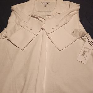 Liz Claiborne white button-up short sleeve top